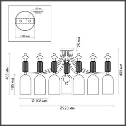 Люстра потолочная ODEON LIGHT EXCLUSIVE 4861/7C CANDY E14 7*40W золото/разноцветный классический