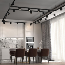 Трехфазный трековый светодиодный светильник NOVOTECH 358779 GRODA лофт, минимализм, хай-тек черный 15W
