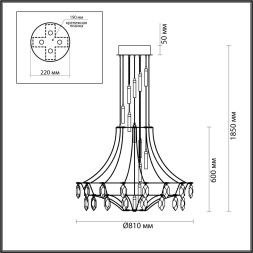 Подвесная люстра ODEON LIGHT EXCLUSIVE 7000/51L FLAMENCO LED 51W золото/прозрачный классический