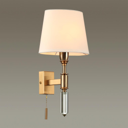 Настенный светильник ODEON LIGHT EXCLUSIVE 4894/1W LONDON в классическом стиле бронзовый/белый/абажур ткань 1x40W