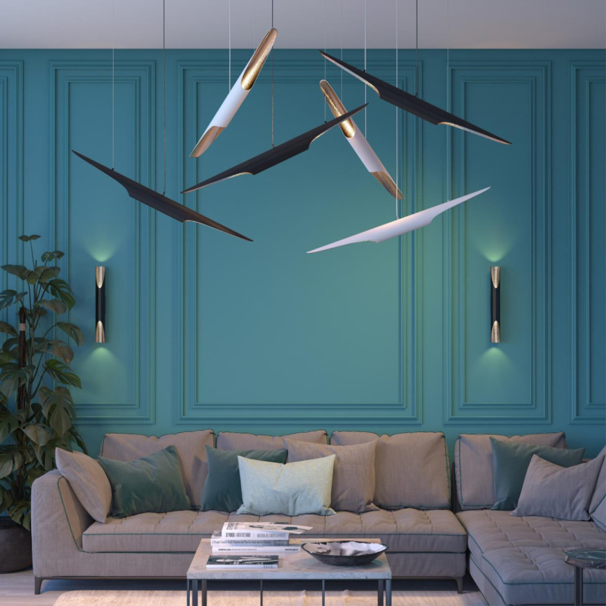 Подвесной светильник ODEON LIGHT 3816/50WG WHITNEY ар деко белый/золотистый 24W