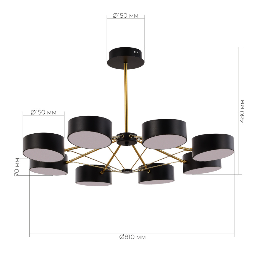SLE6005-402-08 Светильник потолочный Черный, Золотистый/Черный LED 8*10W VALLE EVOLUCE