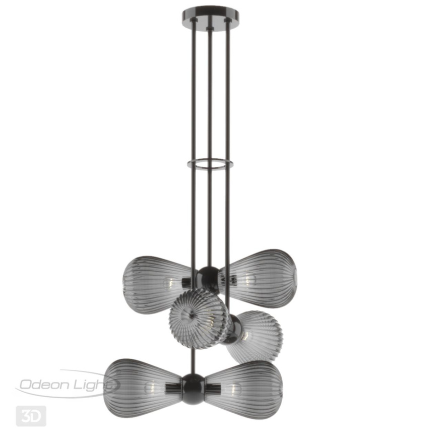 Подвес ODEON LIGHT EXCLUSIVE 5417/6 Elica модерн черный хром/дымчатый 40W