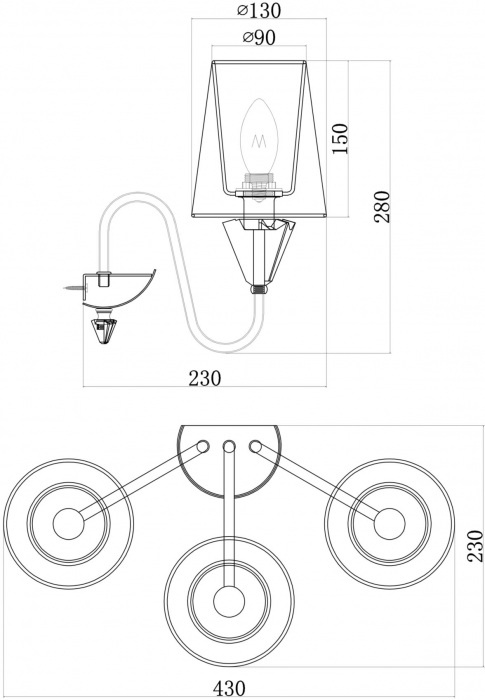 Бра Florero MOD078WL-03CH Maytoni E14 Классический