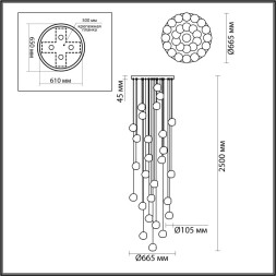 Люстра каскадная ODEON LIGHT 5084/120L JEMSTONE LED 120W хром/прозрачный модерн