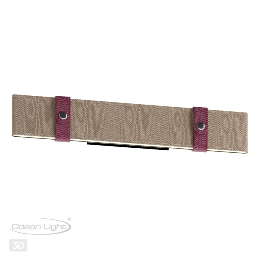 Настенный светильник ODEON LIGHT 6630/25WL VINCENT хай-тек металл/экокожа/беж/бордовый 25W