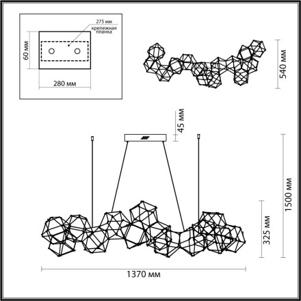 Люстра ODEON LIGHT 5086/64L TRELLIS LED 64W античная бронза хай-тек