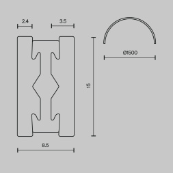 Шинопровод накладной/подвесной Technical TRX154-2SR-D1500-B