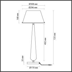 Высокая Лампа ODEON LIGHT EXCLUSIVE 4852/1T TOWER E27 1*60W черный/коричневый ар деко