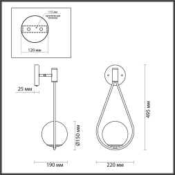 Бра с выключателем ODEON LIGHT FLARI 4810/1W