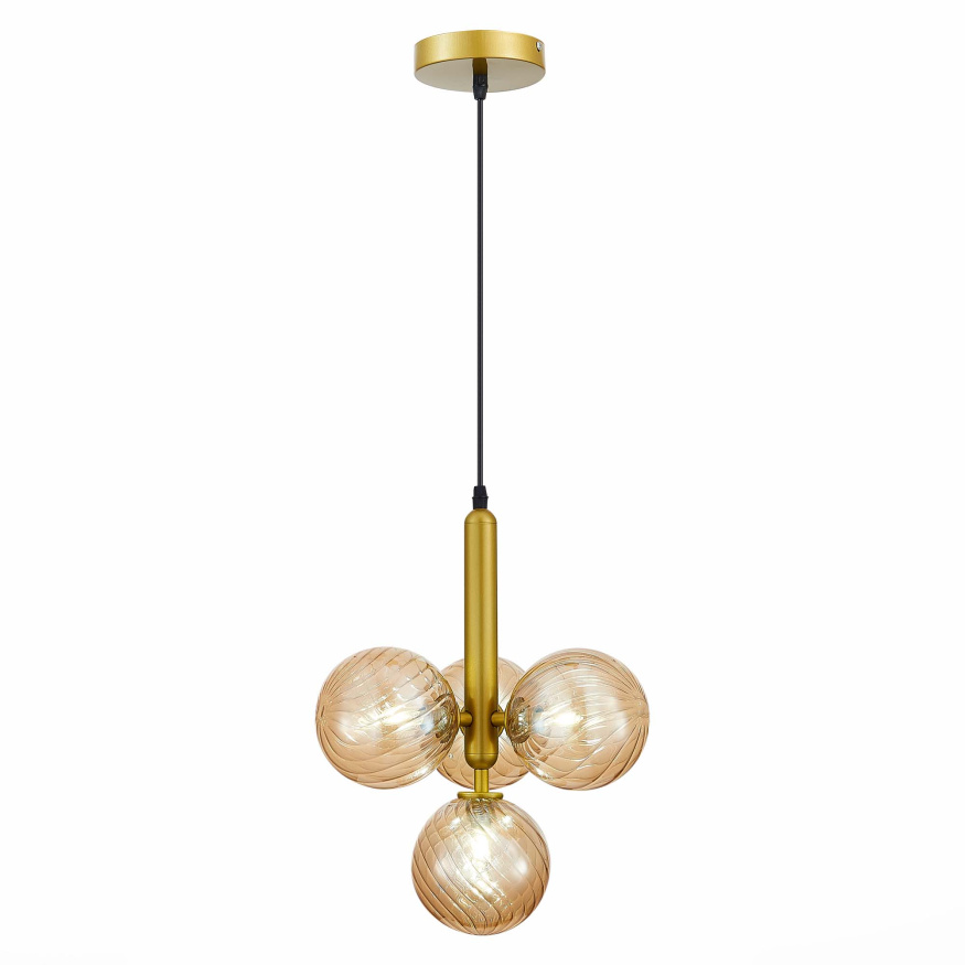 SLE220323-04 Светильник подвесной Золото/Янтарный G9 4*5W 4000K SALERNO EVOLUCE