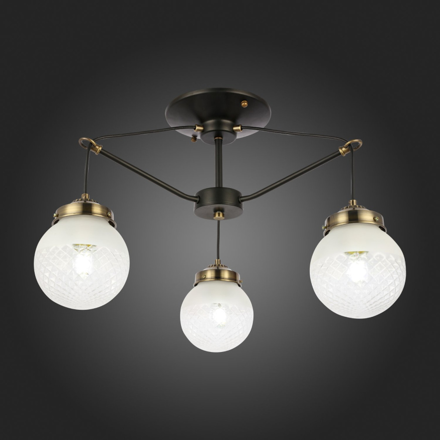 SLE110302-03 Светильник потолочный Черный, Бронза/Прозрачный, Белый E27 3*60W STRICCE EVOLUCE