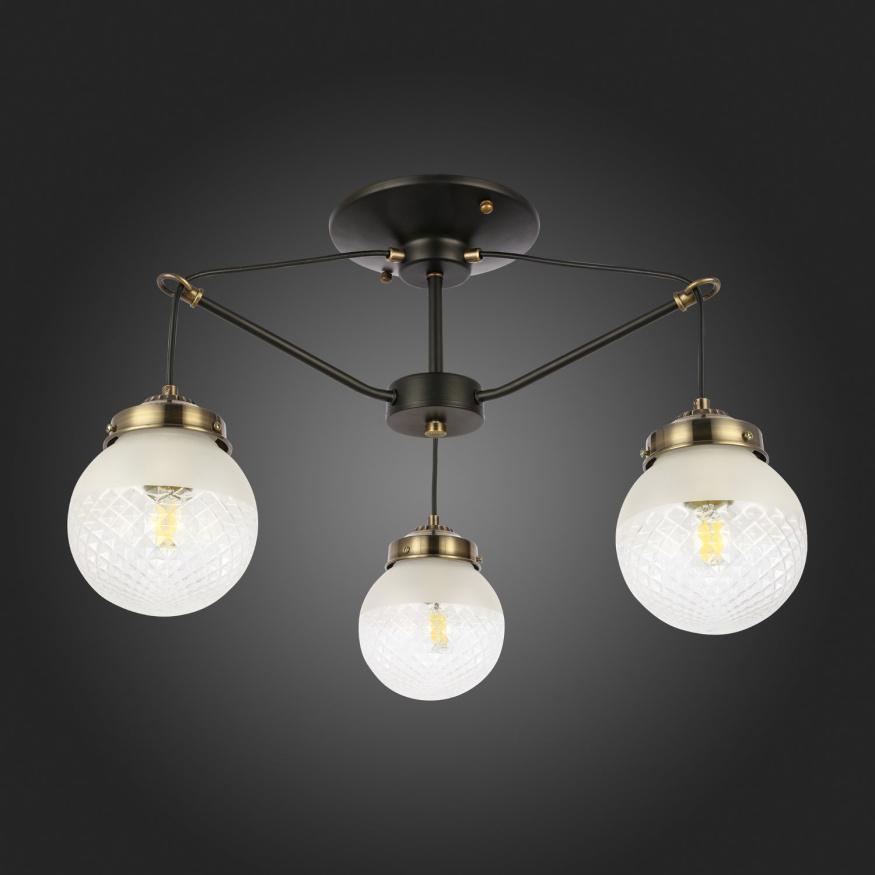 SLE110302-03 Светильник потолочный Черный, Бронза/Прозрачный, Белый E27 3*60W STRICCE EVOLUCE