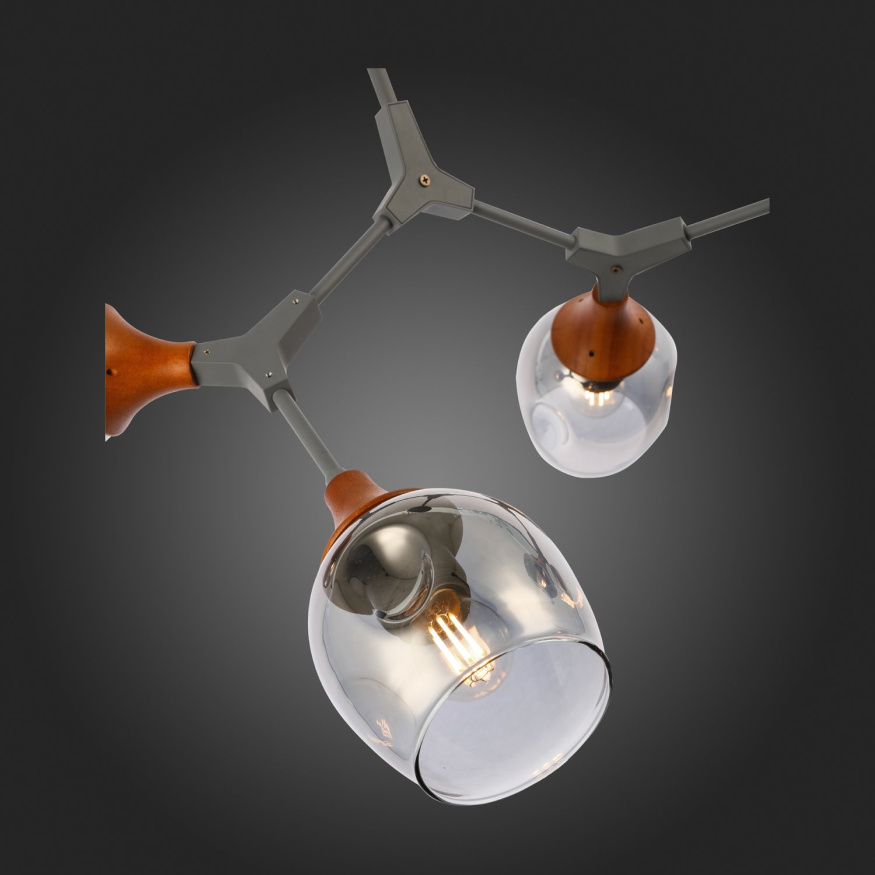 SLE113402-05 Светильник потолочный Серый, Темное дерево/Зеркальный E27 5*60W CIOTOLLA EVOLUCE