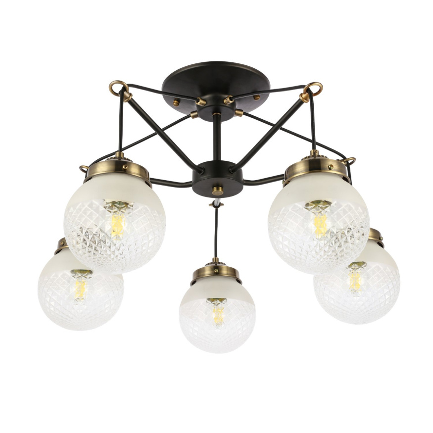 SLE110302-05 Светильник потолочный Черный, Бронза/Прозрачный, Белый E27 5*60W STRICCE EVOLUCE