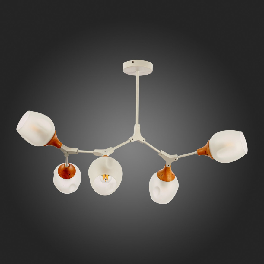 SLE113502-05 Светильник потолочный Белый, Светлое дерево/Белый E27 5*60W CIOTOLLA EVOLUCE