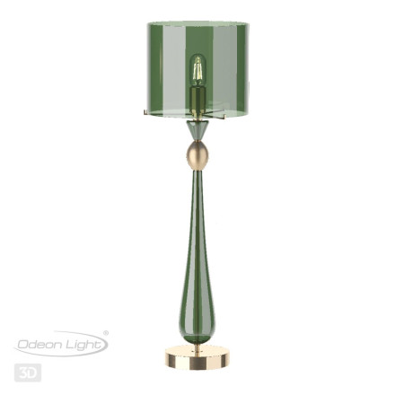 Настольная лампа ODEON LIGHT EXCLUSIVE 4889/1T TOWER E27 1*60W золотой/зеленый/стекло модерн
