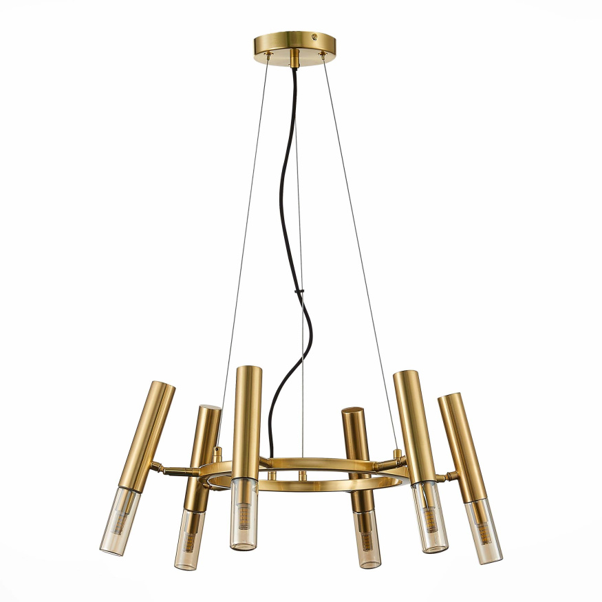 SL1236.203.06 Люстра подвесная ST-Luce Золотистый/Коньячный, Золотистый G9 LED 6*5W ECLIP ST LUCE