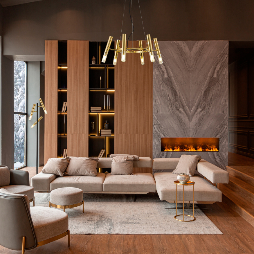 SL1236.203.06 Люстра подвесная ST-Luce Золотистый/Коньячный, Золотистый G9 LED 6*5W ECLIP ST LUCE