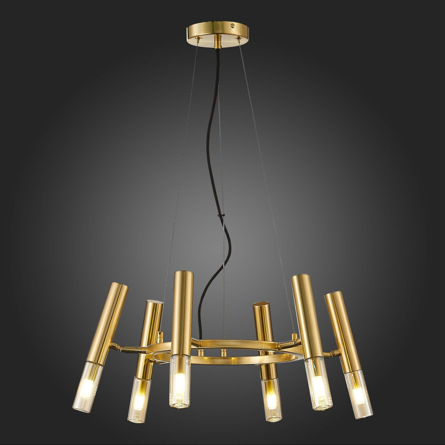 SL1236.203.06 Люстра подвесная ST-Luce Золотистый/Коньячный, Золотистый G9 LED 6*5W ECLIP ST LUCE