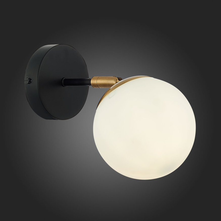 SLE220401-01 Светильник настенный Черный, Латунь/Белый E27 1*60W FORLI EVOLUCE