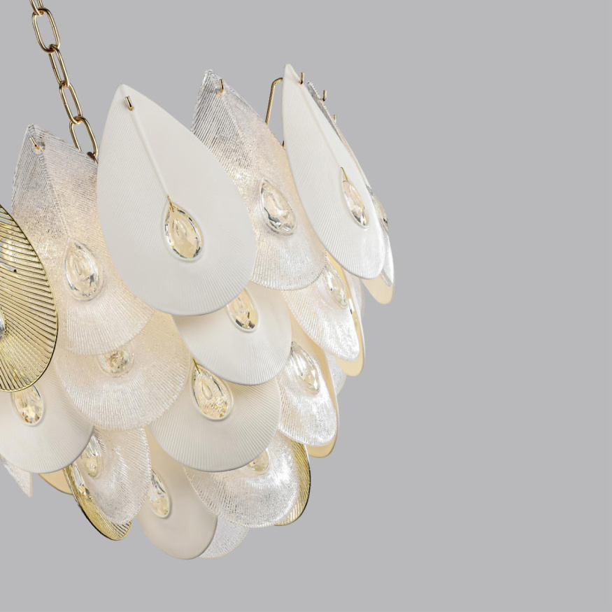 Люстра ODEON LIGHT 5050/17 CABOCHON неоклассика золото/прозрачный/белый 17x40W