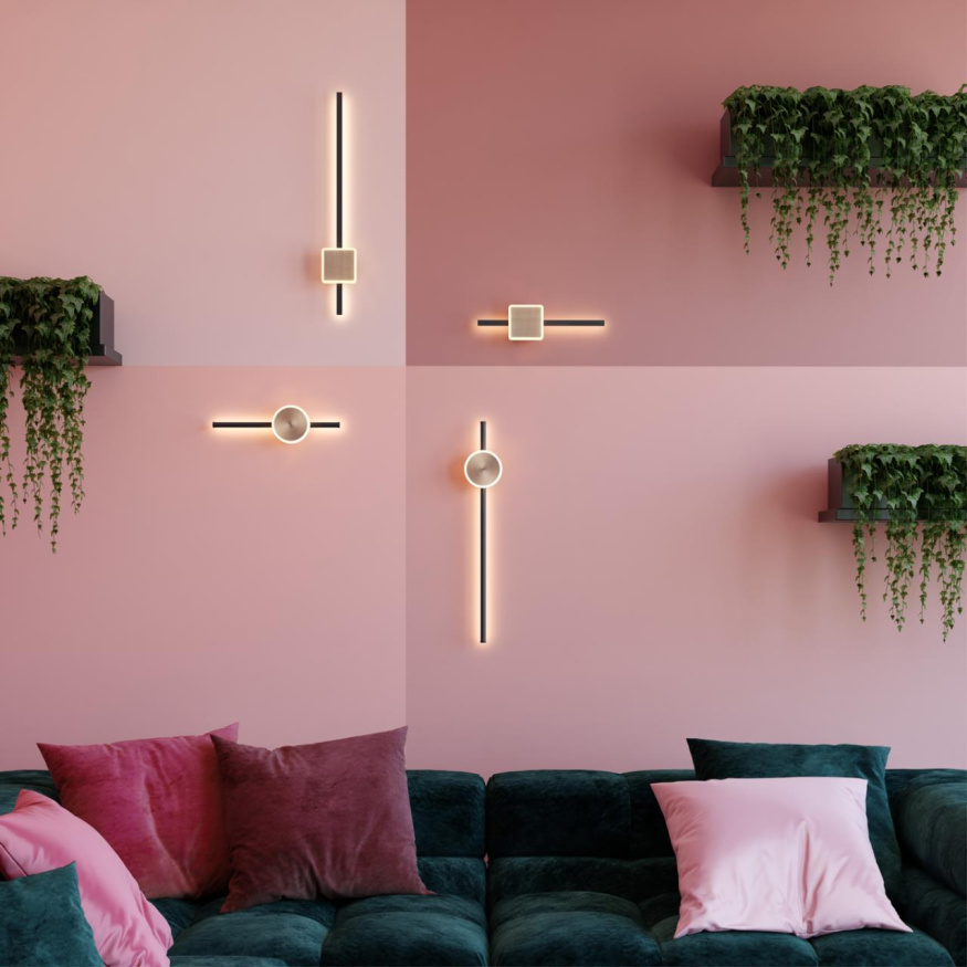 Настенный с лучами ODEON LIGHT 4257/12WL STILO хай-тек черный/антич.бронза 12Вт