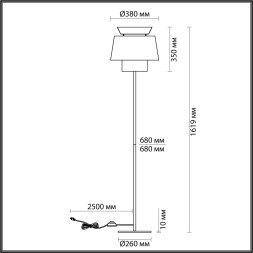 Торшер ODEON LIGHT 4992/1FA KRESSA E27 1*60W черный/зеленый//золотой/металл/экокожа модерн